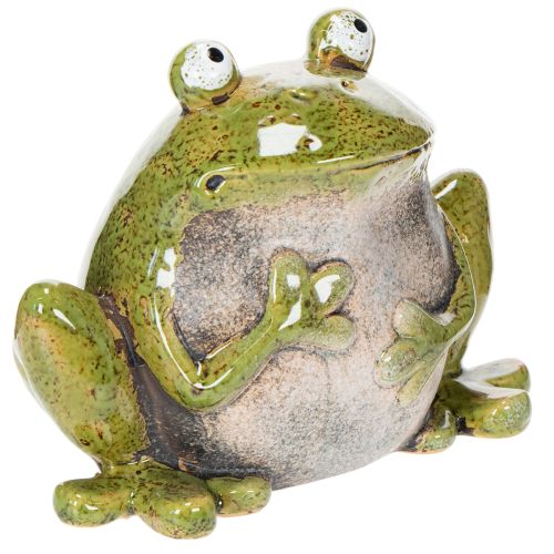 Żaba dekoracyjna ceramiczna zielono-brązowa vintage dł. 15,5 cm kupić | Floristik24.pl
