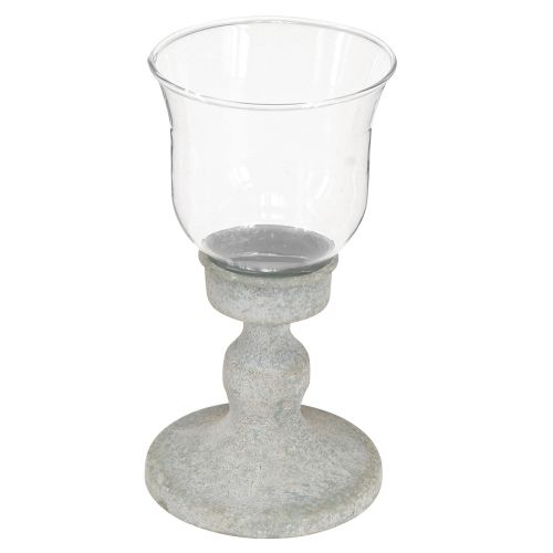 Produkt Dekoracyjny szklany kubek, metalowo-szary, vintage, Ø8cm W15,5cm
