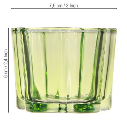 Produkt Dekoracyjny szklany świecznik na tealighty w kształcie kwiatka zielony Ø7,5cm wys.6cm 6szt