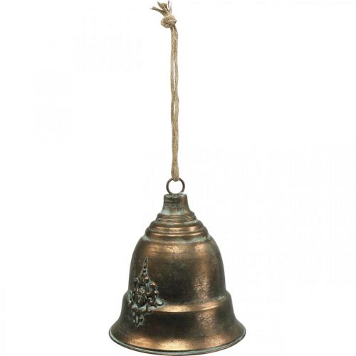 Floristik24 Dzwonek ozdobny, dzwonek metalowy, dzwonek złoty do zawieszenia Ø20,5cm W24cm