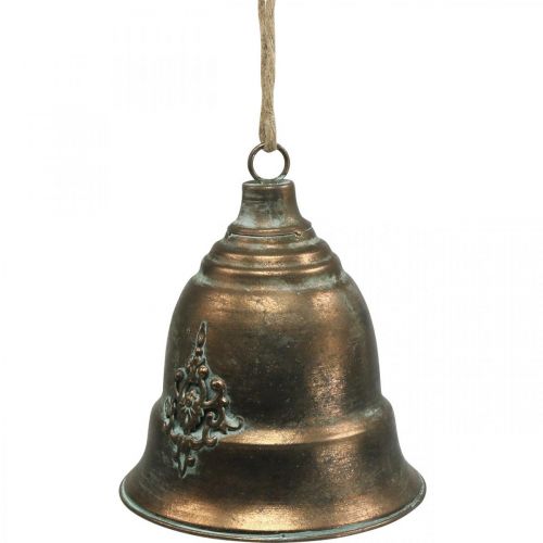 Floristik24 Dzwonek ozdobny, dzwonek metalowy, dzwonek złoty do zawieszenia Ø20,5cm W24cm