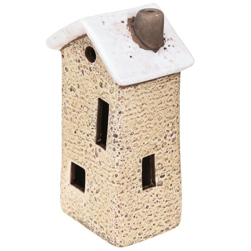Produkt Domek dekoracyjny ceramiczny kremowo-czerwono-szary 10/12/13,5cm 3 sztuki
