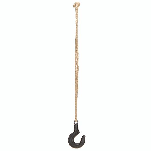 Produkt Haczyk dekoracyjny metalowy czarny haczyk z sznurkiem jutowym wys. 54cm