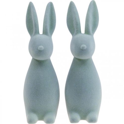 Produkt Dekoracyjny Zając Wielkanocny Flokowany – 2. Wybór – Szaro-zielony H29,5 cm 2 szt.
