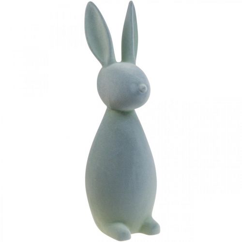 Floristik24 Deco Bunny Deco Easter Bunny Flokowany szaro-zielony wys. 69 cm