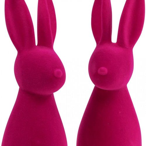 Floristik24 Dekoracyjny Króliczek Dekoracyjny Króliczek Wielkanocny – 2. Wybór – Flokowany Różowy H29,5 cm 2 szt.