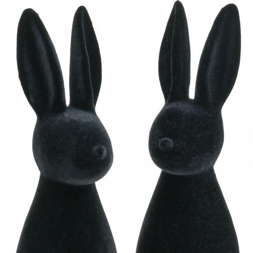 Produkt Dekoracyjny Króliczek Czarny – 2. Wybór – Dekoracyjny Króliczek Wielkanocny Flokowany H29,5 cm 2 szt.