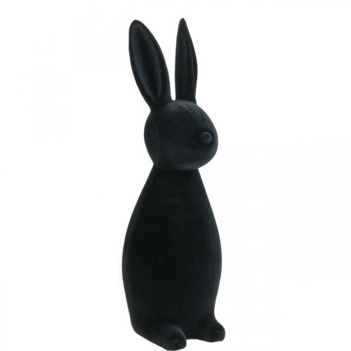 Deco Bunny Deco Easter Bunny Flokowany Czarny W47cm