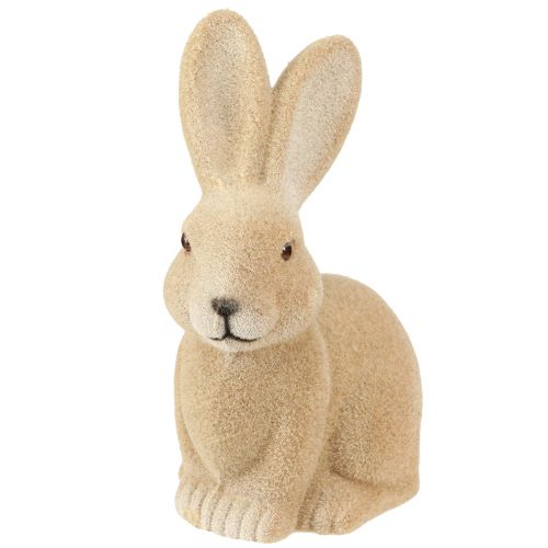 Dekoracyjny siedzący zając wielkanocny w kolorze brązowym – 2. wybór – flokowany wys. 22 cm