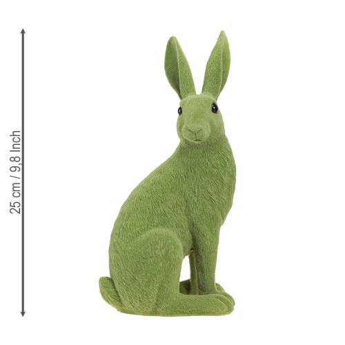 Produkt Dekoracyjna figurka siedzącego króliczka Zajączek wielkanocny flokowany zielony 12×9×25cm