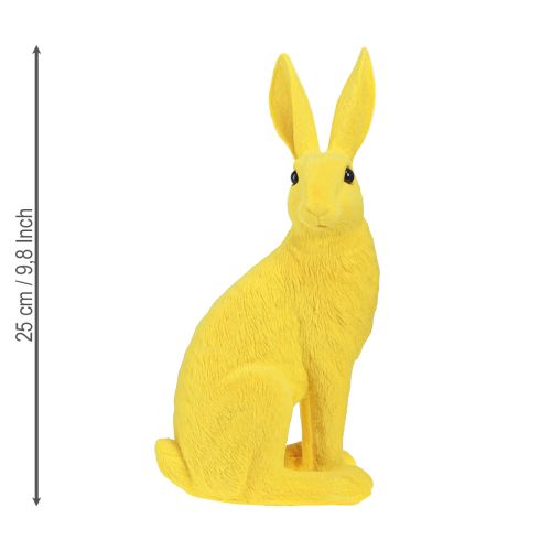 Floristik24 Dekoracyjny zając siedzący Zajączek wielkanocny flokowany żółty 12×9×25cm