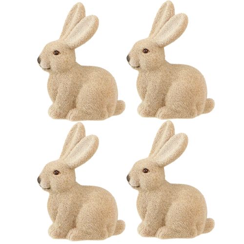Produkt Dekoracyjne siedzące króliki wielkanocne brązowe – 2. wybór – flokowane wys. 15 cm 4 szt.
