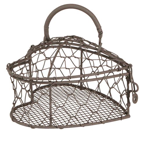Floristik24 Dekoracyjne serce wykonane z drutu do wypełnienia vintage grey 14×13,5cm