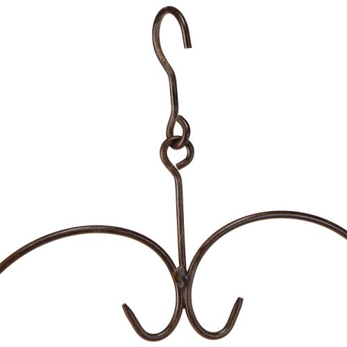 Floristik24 Ozdobne serce do zawieszania, metalowe, w kolorze ciemnobrązowym, wys. 38cm, 2szt