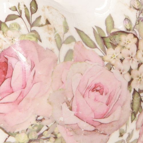 Produkt Serca dekoracyjne z różą ceramiczne w kolorze kremowo-różowym 8x8cm 3szt