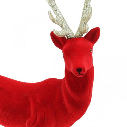 Floristik24 Dekoracyjny jeleń dekoracyjna figura dekoracyjna renifer flokowany czerwony wys.40cm
