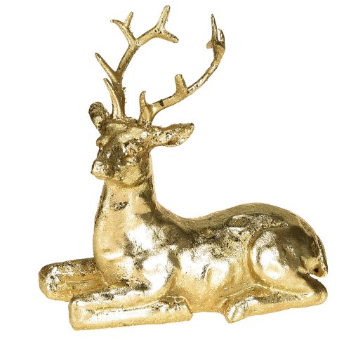 Dekoracyjna figurka jelenia leżącego renifera złota 10,5×7×11,5cm 2 sztuki