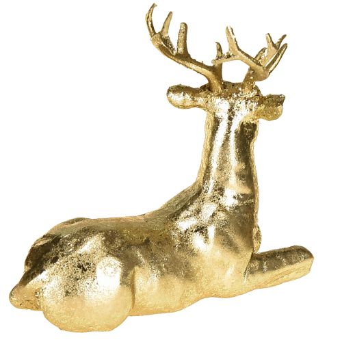 Produkt Dekoracyjna figurka jelenia leżącego renifera złota 10,5×7×11,5cm 2 sztuki
