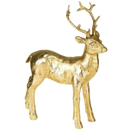 Dekoracyjna figurka jelenia stojącego renifera złota 10,5×4,5×16cm 2 sztuki