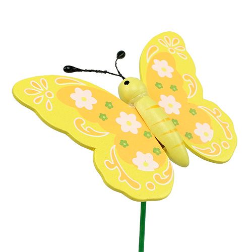 Floristik24 Dekoracyjne drewniane motyle na patyku 8cm 24szt.