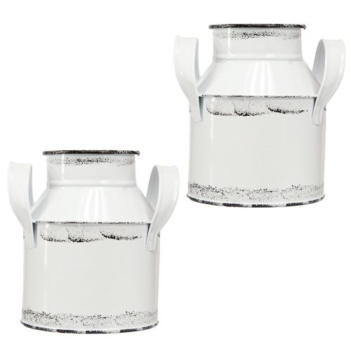 Produkt Dzbanek dekoracyjny z uchwytami metalowy biały, czarny wys. 13cm 2szt