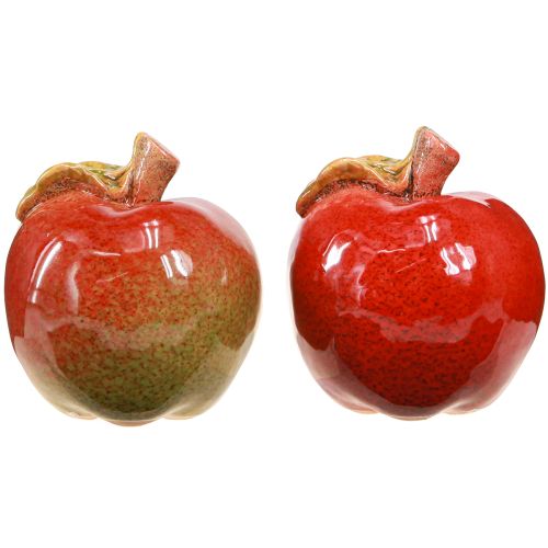 Produkt Dekoracyjne ceramiczne jabłka na stół, jesień, czerwień, zieleń, wys. 7,5 cm, 4 sztuki