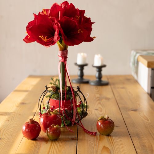 Produkt Dekoracyjne ceramiczne jabłka na stół, jesień, czerwień, zieleń, wys. 7,5 cm, 4 sztuki
