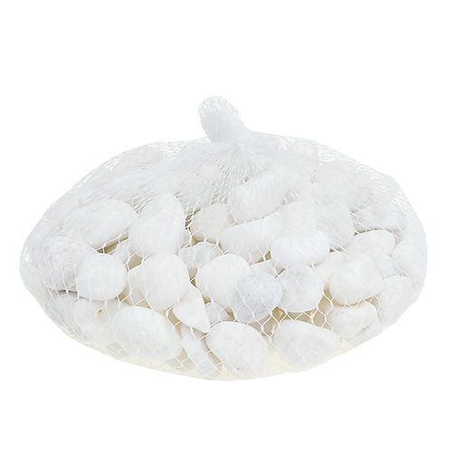 Floristik24 Kamyczki dekoracyjne w siatce białe 1cm - 2,5cm 1kg