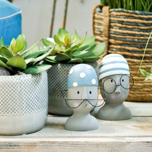 Floristik24 Deco Głowa pływaka z goglami i czepkiem kąpielowym Blue White H15cm/16cm 2szt.