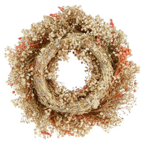 Produkt Wianek dekoracyjny z suszonych kwiatów Wianek kwiatowy krem pomarańczowy Ø25cm