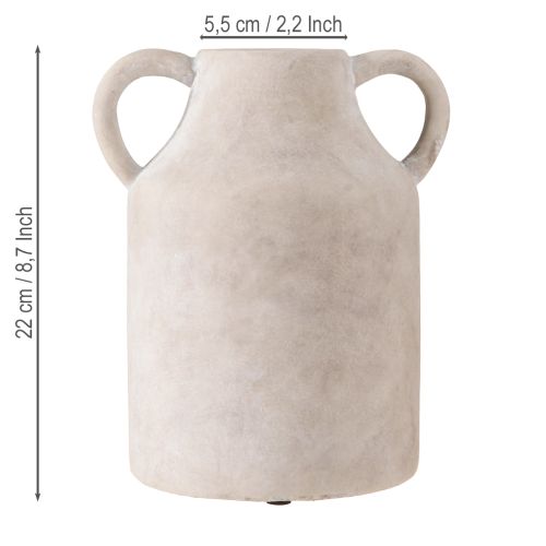 Produkt Dekoracyjna doniczka z ceramiki w kolorze beżowym Ø14,5cm H22cm