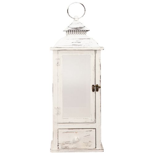 Produkt Latarnia dekoracyjna vintage z szufladą biała 20×20cm W51cm