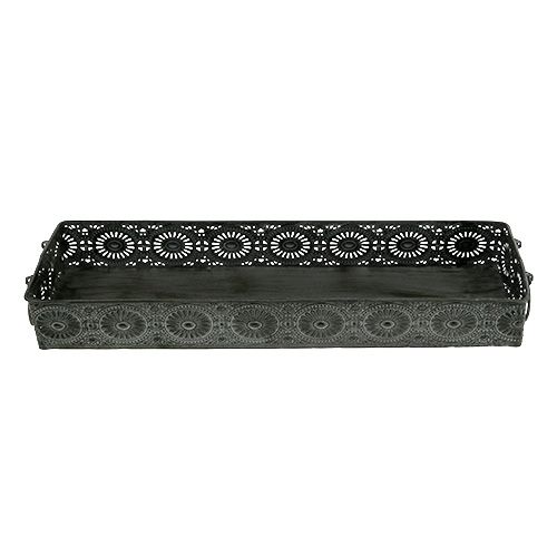 Floristik24 Metalowe pudełko taca szara 40,5cm x 12,5cm x 5cm