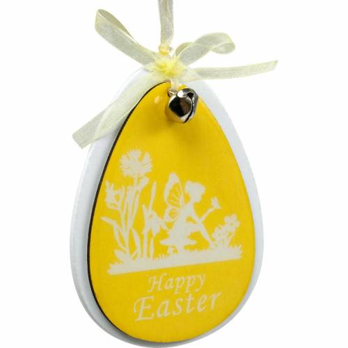 Produkt Dekoracyjne Wiszące Jajka Wielkanocne Białe, Żółte Drewniane Dekoracje Wielkanocne Wiosna 6szt.