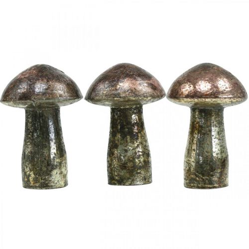 Floristik24 Deco grzybki szkło różowa dekoracja stołu jesień Ø6,5cm W10cm 3szt