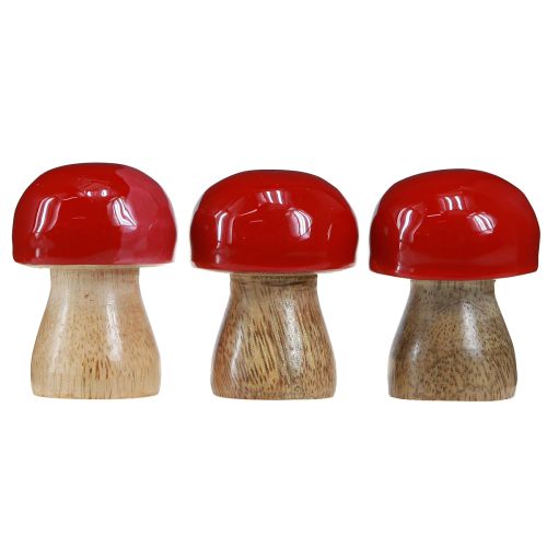Produkt Grzyby ozdobne drewniane lakierowane czerwone pieczarki H5cm Ø4cm 6 szt.