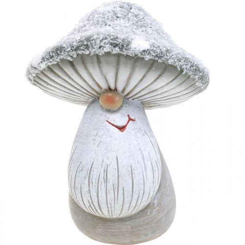 Floristik24 Deco grzybek krasnal figurka krasnal grzybek szary, biały 7×9cm 2szt