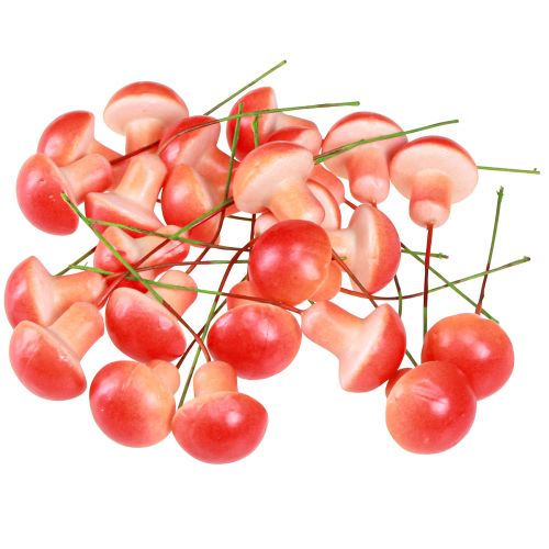 Produkt Grzyby dekoracyjne na drucie czerwona jesienna dekoracja do naklejenia 7cm 24 szt