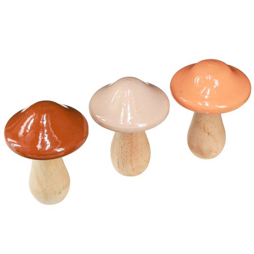 Produkt Dekoracyjne grzyby drewniane brązowy beżowy pomarańczowy Ø7,5cm W10cm 3 szt