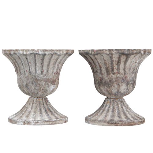 Floristik24 Kubek Dekoracyjny Rustykalny Antyczny Kielich Szary Biały Ø8cm W8,5cm 2szt