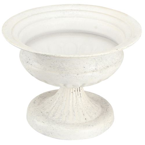 Floristik24 Ozdobna miska na trofeum, zabytkowy metalowy kubek biały Ø20cm W15cm
