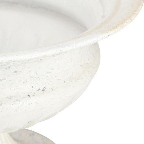 Floristik24 Ozdobna miska na trofeum, zabytkowy metalowy kubek biały Ø20cm W15cm