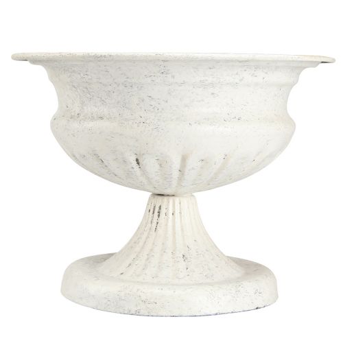 Floristik24 Ozdobna miska na trofeum, zabytkowy metalowy kubek biały Ø20cm W15cm