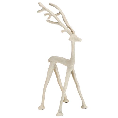 Dekoracyjna figurka renifera z metalu, jeleń, szara glina, optyka, wys. 35 cm