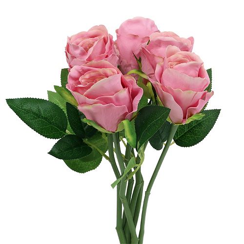 Floristik24 Deco Róża Ø6cm Różowa L30cm 6szt.
