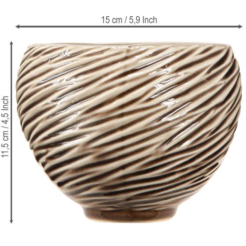 Produkt Dekoracyjna miska doniczka ceramiczna beżowo-brązowa Ø15cm 2szt