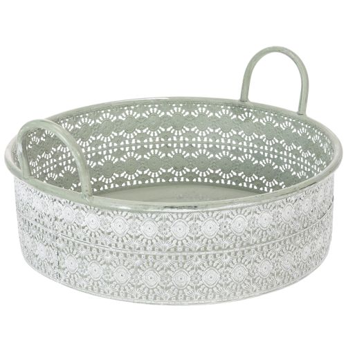 Produkt Dekoracyjna metalowa miska z uchwytami, doniczka w stylu vintage, zestaw 3 szt.