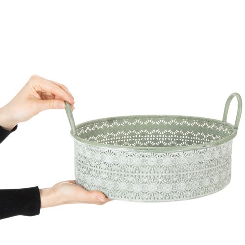 Produkt Dekoracyjna metalowa miska z uchwytami, doniczka w stylu vintage, zestaw 3 szt.