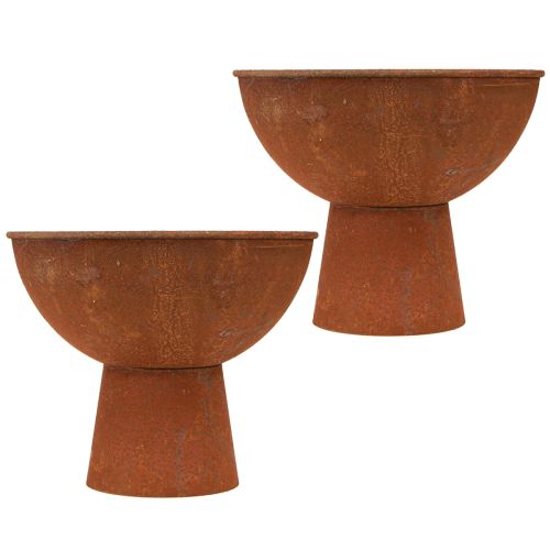 Produkt Miska dekoracyjna z miseczką na nóżki miska metalowa rdzawa Ø20,5cm 2szt