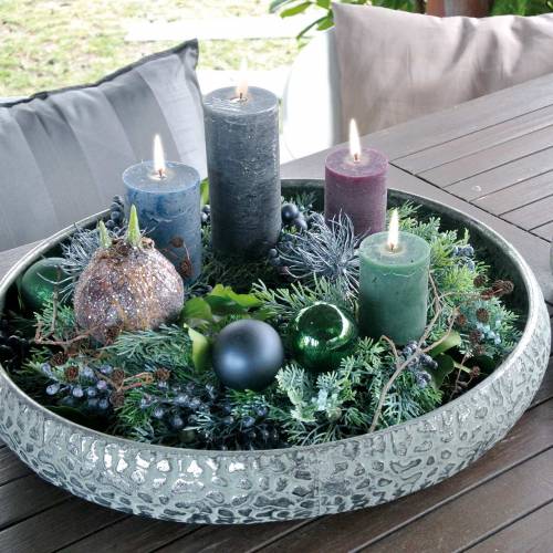 Floristik24 Deco Bowl Antique Silver Zinc Ø40/50cm Zestaw 2 szt.